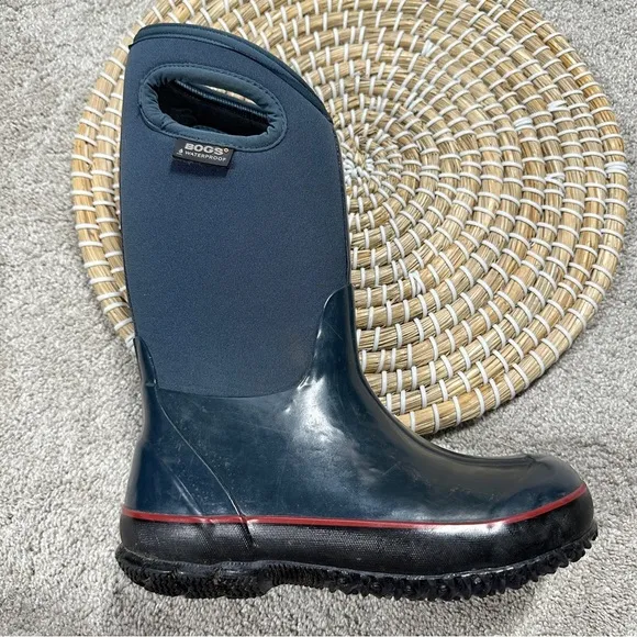 Bogs Youth Kids Classic Solid Color Navy Snow Rain Winter Boots Waterproof US 3