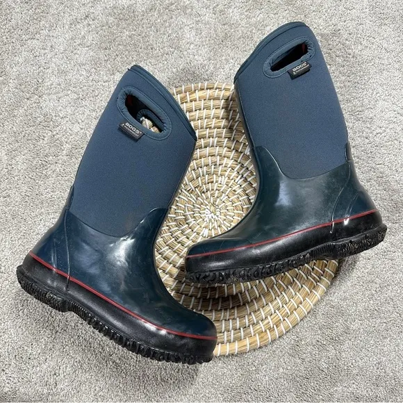 Bogs Youth Kids Classic Solid Color Navy Snow Rain Winter Boots Waterproof US 3