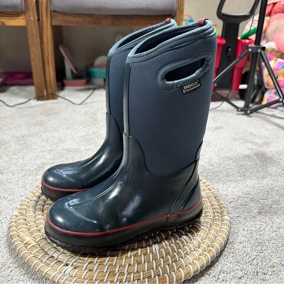 Bogs Youth Kids Classic Solid Color Navy Snow Rain Winter Boots Waterproof US 3