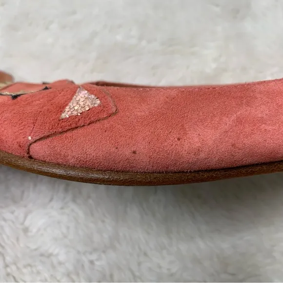 Bonpoint Girls Pink Gold Star Print Glitter Ballet Flat Shoes Size 36