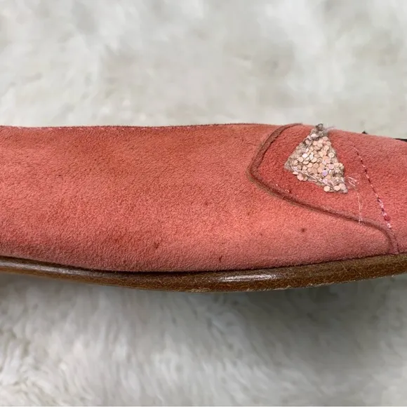 Bonpoint Girls Pink Gold Star Print Glitter Ballet Flat Shoes Size 36