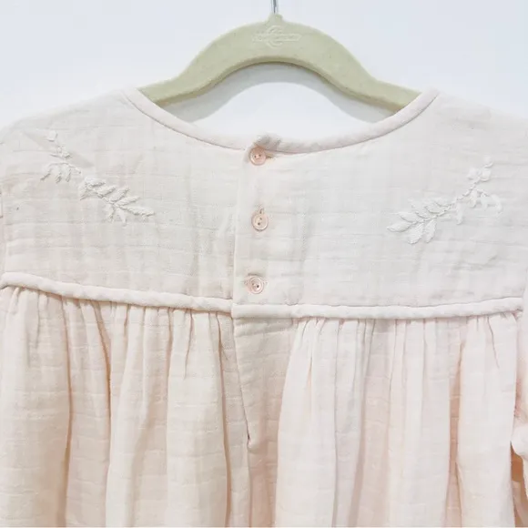 Bonpoint little Girls' 100% cotton Cream Embroidered Dress NEW
