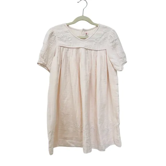 Bonpoint little Girls' 100% cotton Cream Embroidered Dress NEW