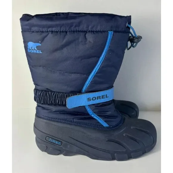 Boots Kids Waterproof Insulated Winter Outdoor Snow Boots Blue Sz 7