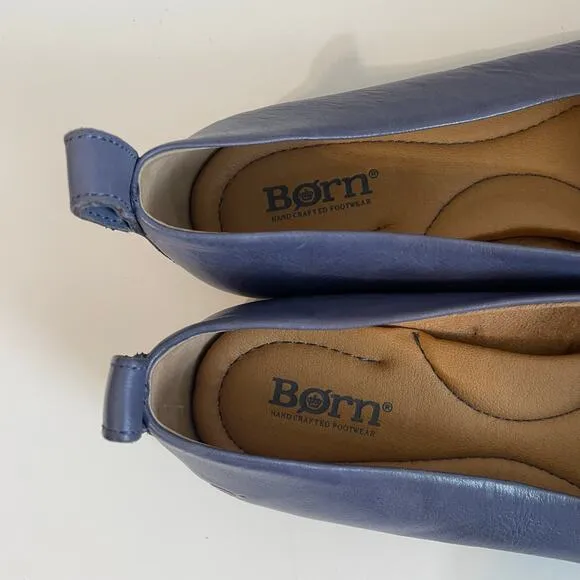 Born Becca Ballet Flats Comfy Genuine Blue Leather Women’s sz 8