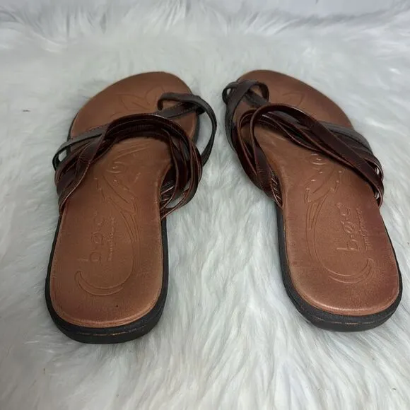 Born BOC Alisha Brown Faux Leather Strappy Thong Sandals Sz 10
