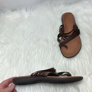 Born BOC Alisha Brown Faux Leather Strappy Thong Sandals Sz 10