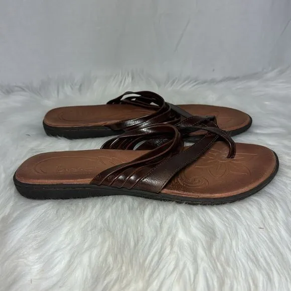 Born BOC Alisha Brown Faux Leather Strappy Thong Sandals Sz 10