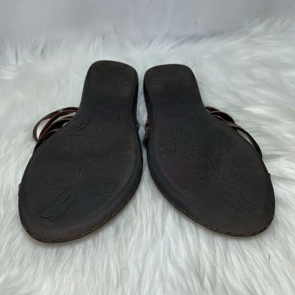 Born BOC Alisha Brown Faux Leather Strappy Thong Sandals Sz 10