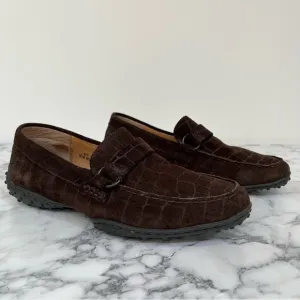 Born croc Embossed brown suede loafers unisex men’s size 9.5 women’s size 10.5