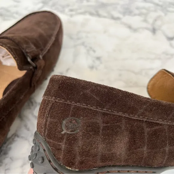 Born croc Embossed brown suede loafers unisex men’s size 9.5 women’s size 10.5