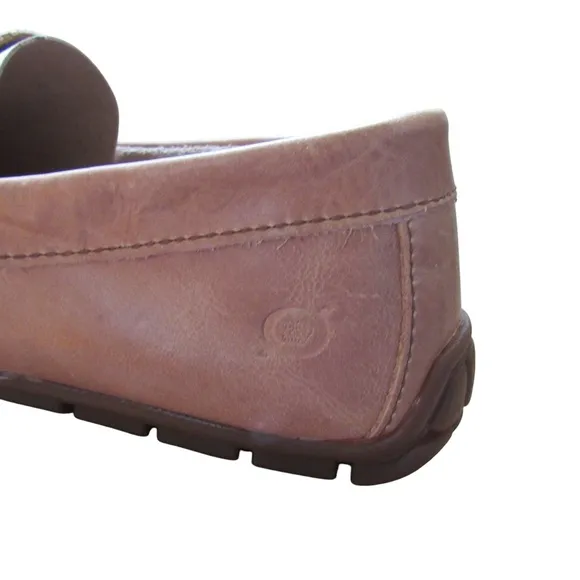 Born Mens Light Brown Leather Driving Loafers 9.5 Classic Neutral Office Moc