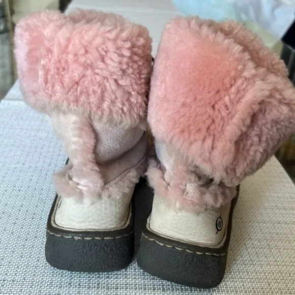 Born Tall Boot Women’s 6/36  Cream Leather, Pink, Suede, &amp; Pink Shearling Lining