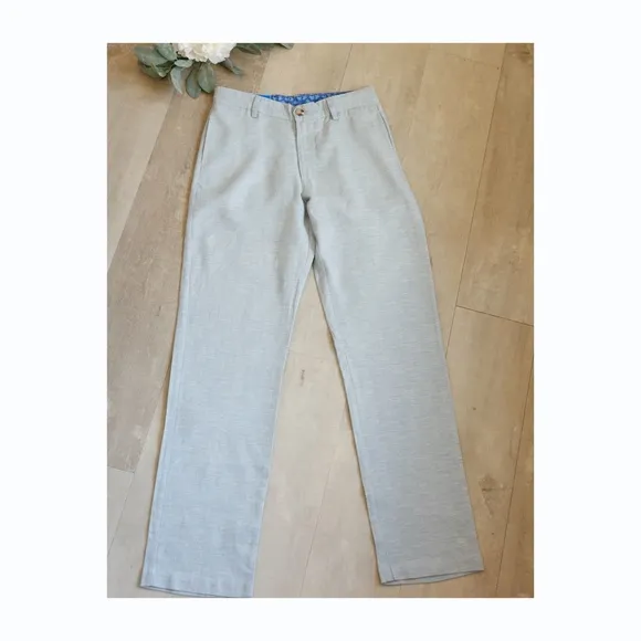 Boys Linen Pants Light Blue J Bailey Flat Front Dressy Slack Portrait Vacation