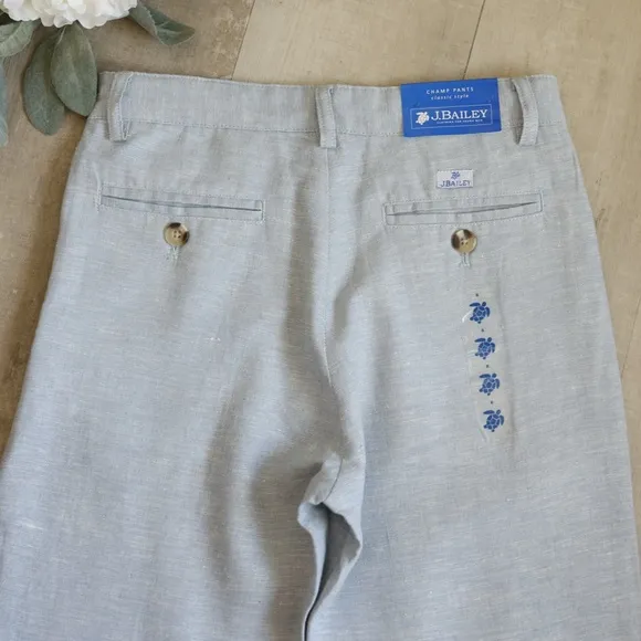 Boys Linen Pants Light Blue J Bailey Flat Front Dressy Slack Portrait Vacation