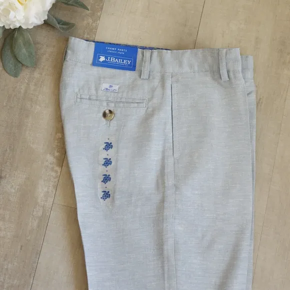 Boys Linen Pants Light Blue J Bailey Flat Front Dressy Slack Portrait Vacation