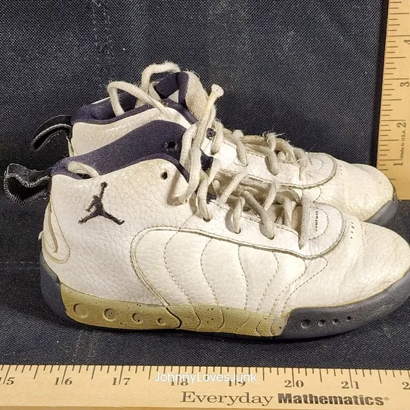 Boys Nike Air Jordan White and Black High-Top Sneakers