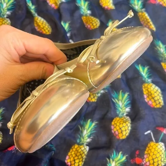 Brand New Sperry Elise Metallic Gold Tone Round Toe Slip On Shoes Ballet Flats