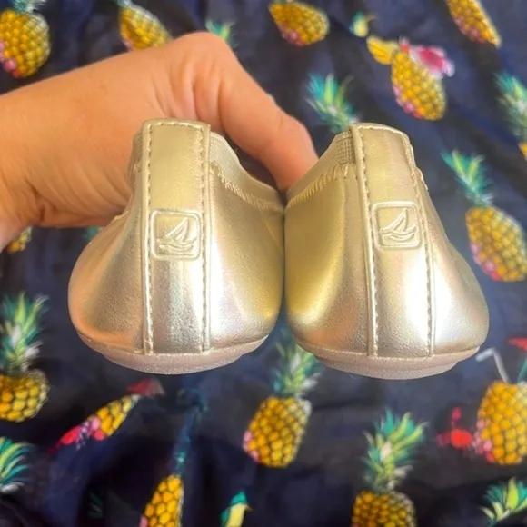 Brand New Sperry Elise Metallic Gold Tone Round Toe Slip On Shoes Ballet Flats