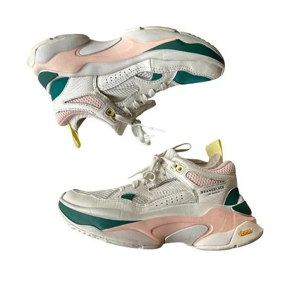 Brandblack Saga Chunky Dad Sneakers in Green, Pink and White Size 4