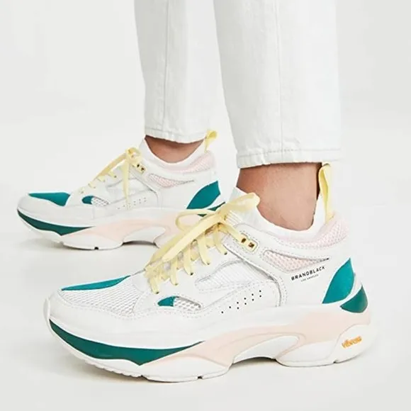 Brandblack Saga Chunky Dad Sneakers in Green, Pink and White Size 4