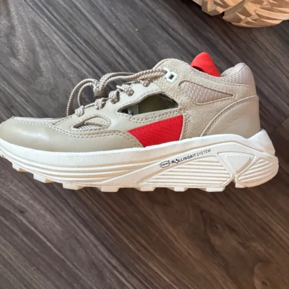 Brandblack x Vibram Women's Aura 130 Tan and Red Chunky Sneakers