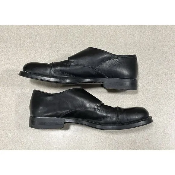 BRASSBOOT Made In Italy Men's 9 Black Leather Double Buckle Monk Strap Loafers