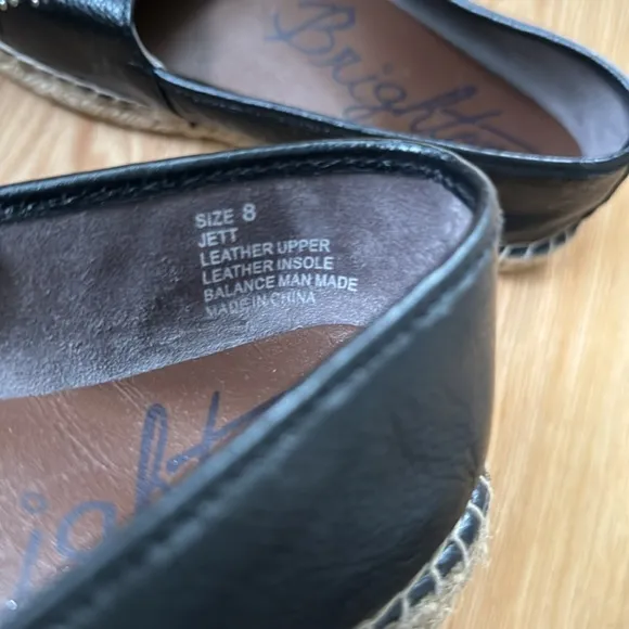Brighton Black Studded Leather Jett Espadrille Slip On Shoes Sz 8