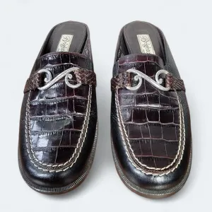 Brighton Sydney Leather Loafers Black and Brown Mules Women's Size 8