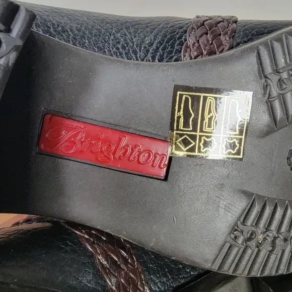 Brighton Sydney Leather Loafers Black and Brown Mules Women's Size 8