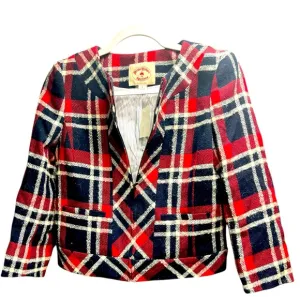 Brooks brothers bald plaid contrasting wool blend jacket size 4 New
