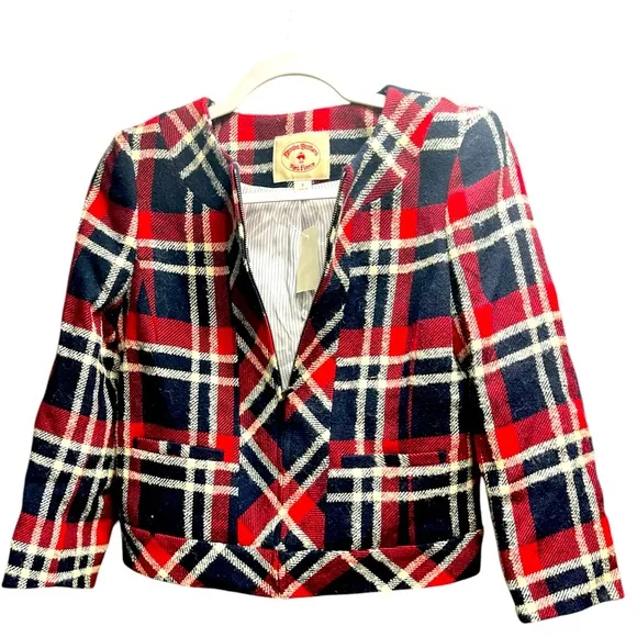 Brooks brothers bald plaid contrasting wool blend jacket size 4 New