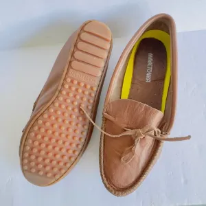 Brown Minnetonka Leather Moccasin Women Driving Loafers Cabincore Slip-On 10