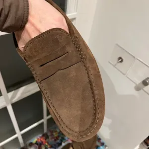 Brown Suede Penny Loafers Slip-On Style