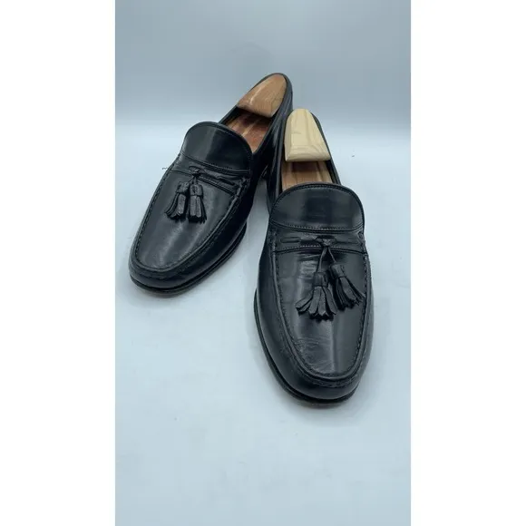 Bruno Magli Braxton italy men's 7 1/2 black leather tassel loafers dress shoes