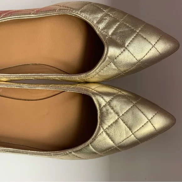 Bruno Magli Flats Ballet Quilted Metallic Leather Fashion Bianca Sz 39.5/US9