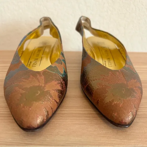 Bruno Magli Floral Slingback Pointed Flats 9AAA