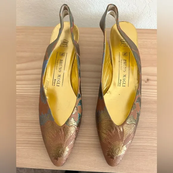 Bruno Magli Floral Slingback Pointed Flats 9AAA