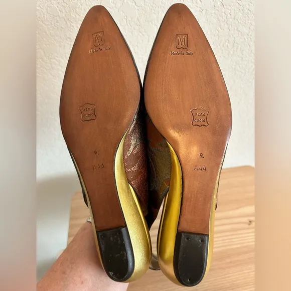 Bruno Magli Floral Slingback Pointed Flats 9AAA