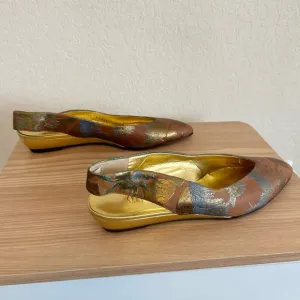 Bruno Magli Floral Slingback Pointed Flats 9AAA