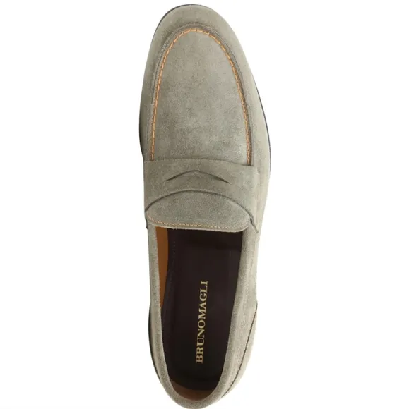 Bruno Magli Silas Classic Suede Penny Loafers in Taupe Sz. 12