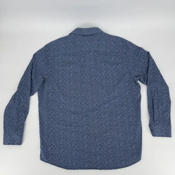 Bugatchi James XXL Classic Blue OoohCotton Shirt Stretch Dot Print Dressy Tech