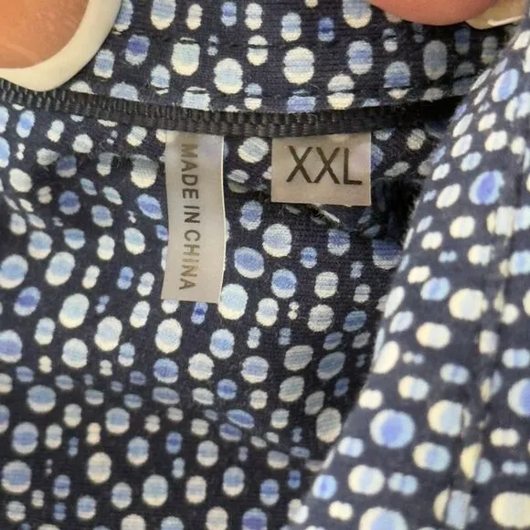 Bugatchi James XXL Classic Blue OoohCotton Shirt Stretch Dot Print Dressy Tech