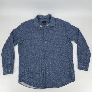 Bugatchi James XXL Classic Blue OoohCotton Shirt Stretch Dot Print Dressy Tech