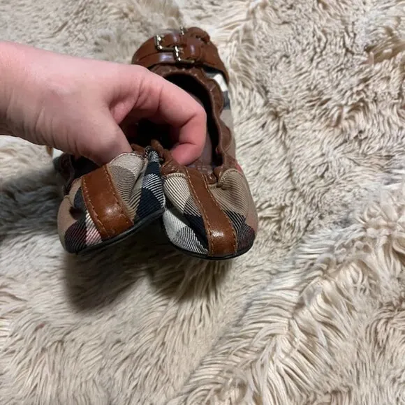 Burberry House Check Pattern Canvas Ballet Flats 6.5