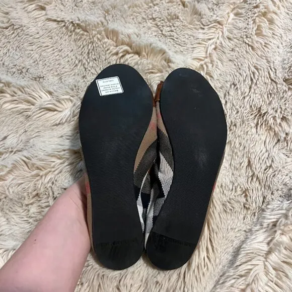 Burberry House Check Pattern Canvas Ballet Flats 6.5