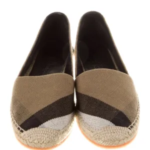 Burberry Neutrals House Check Pattern Canvas Espadrilles