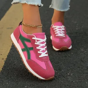 Burgundy Casual Women's Patchwork Sneakers