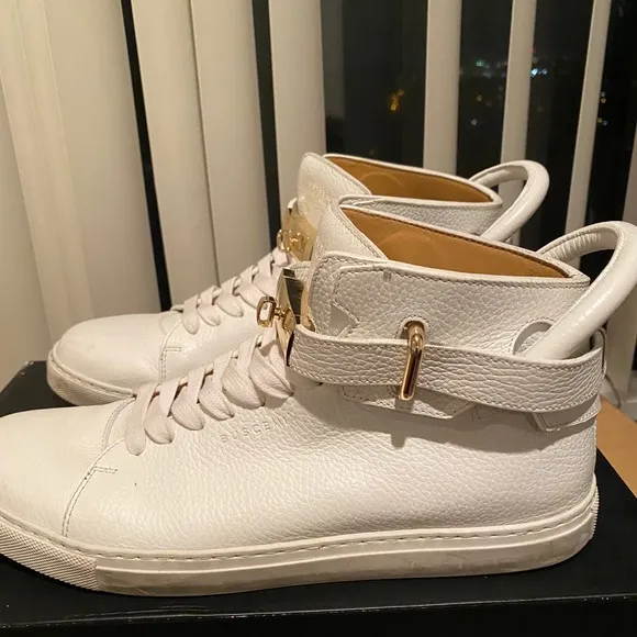 Buscemi Alce Leather High-Top Sneakers White 10