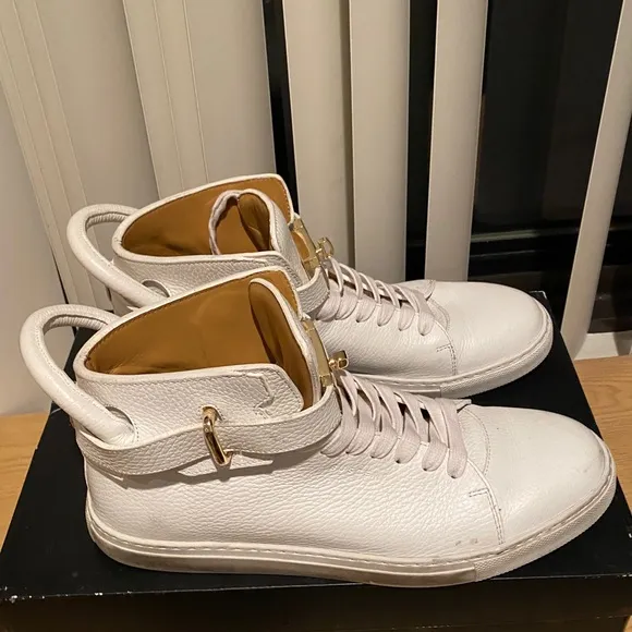 Buscemi Alce Leather High-Top Sneakers White 10